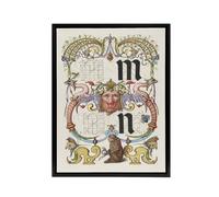 Artery8 Pictorial Letter Guide M & N Calligraphy Framed Canvas Wall Art in White | Size: W18" x H24" Artery8 White W18" x H24"