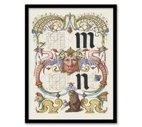 Artery8 Pictorial Letter Guide M & N Calligraphy Framed Wall Art Print in White | Size: A4 Artery8 White A4