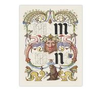 Artery8 Pictorial Letter Guide M & N Calligraphy Wall Art Poster Print in White | Size: W12" x H16" Artery8 White W12" x H16"