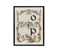 Artery8 Pictorial Letter Guide O & P Calligraphy Framed Canvas Wall Art in White | Size: W12" x H16" Artery8 White W12" x H16"