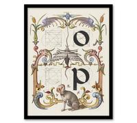 Artery8 Pictorial Letter Guide O & P Calligraphy Framed Wall Art Print in White | Size: A4 Artery8 White A4