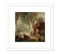 Artery8 Pieneman Inauguration King William II Amsterdam 8X8 Inch Square Wooden Framed Wall Art Print Picture with Mount in White Artery8 White