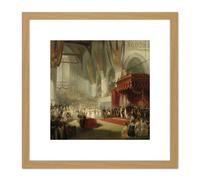 Artery8 Pieneman Inauguration King William II Amsterdam 8X8 Inch Square Wooden Framed Wall Art Print Picture with Mount in Light Oak Artery8 Light Oak