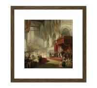 Artery8 Pieneman Inauguration King William II Amsterdam 8X8 Inch Square Wooden Framed Wall Art Print Picture with Mount in Brown Artery8 Brown