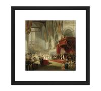 Artery8 Pieneman Inauguration King William II Amsterdam 8X8 Inch Square Wooden Framed Wall Art Print Picture with Mount in Black Artery8 Black