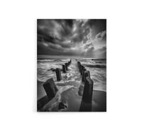 Artery8 Pier Ruins In Dramatic Coastal Landscape Canvas Wall Art Print in Grey | Size: W18" x H24" Artery8 Grey W18" x H24"