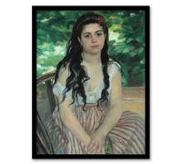 Artery8 Pierre Auguste Renoir Framed Wall Art In The Summer Girl Portrait - A3 Size