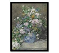 Artery8 Pierre Auguste Renoir Framed Wall Art Print Spring Bouquet in Vase in Grey | Size: A3 Artery8 Grey A3
