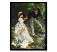 Artery8 Pierre Auguste Renoir Framed Wall Art Print The Promenade Couple in Green | Size: A4 Artery8 Green A4