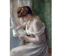 Artery8 Pierre Auguste Renoir Woman Reading C1895 Painting Art Print Canvas Premium Wall Decor Poster Mural