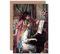 Artery8 Pierre Auguste Renoir Young Girls At Piano Old Greetings Card Artery8 Multicolor
