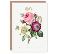Artery8 Pierre-Joseph Redouté Art Card Anemone and Cabbage Rose Flower