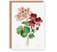Artery8 Pierre-Joseph Redouté Art Card Vintage Geranium Flowers Illustration