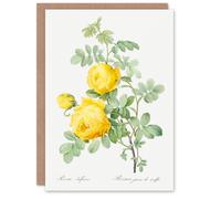 Artery8 Pierre-Joseph Redouté Art Card Yellow Rose Vintage Botanical