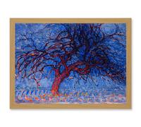 Artery8 Piet Mondrian 1908 Evening Red Tree Painting Artwork Framed Wall Art Print A4 in Light Oak Artery8 Light Oak