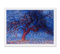 Artery8 Piet Mondrian 1908 Evening Red Tree Painting Artwork Framed Wall Art Print A4 in White Artery8 White
