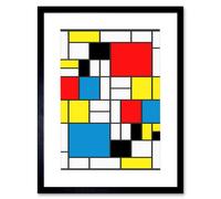 Artery8 Piet Mondrian Abstract Cubes Squares Artwork 12x16" Framed Art Print | Size: W12" x H16" Artery8 Multicolor W12" x H16"