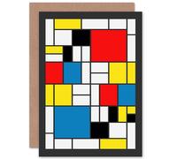 Artery8 Piet Mondrian Abstract Cubes Squares Old Master Greetings Card Artery8 Multicolor