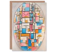 Artery8 Piet Mondrian Art Card Composition in Oval with Colour Planes