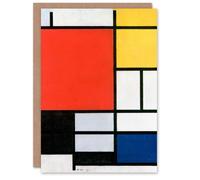 Artery8 Piet Mondrian Art Card Composition with Red Yellow Blue and Black