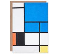 Artery8 Piet Mondrian Art Card Large Blue Plane Red Black Yellow Gray