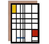 Artery8 Piet Mondrian Cubes Greetings Card in White Artery8 White