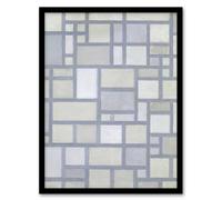Artery8 Piet Mondrian Framed Wall Art Abstract Composition with Gray lines in Grey | Size: A4 Artery8 Grey A4