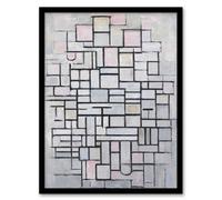 Artery8 Piet Mondrian Framed Wall Art Composition No IV Abstract Painting in Grey | Size: A3 Artery8 Grey A3