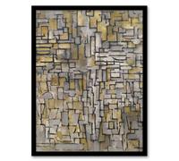 Artery8 Piet Mondrian Framed Wall Art Print Tableau No 2 Composition No VII in Grey | Size: A4 Artery8 Grey A4