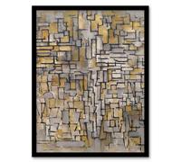 Artery8 Piet Mondrian Framed Wall Art Print Tableau No 2 Composition No VII in Grey | Size: A3 Artery8 Grey A3