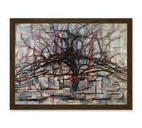 Artery8 Piet Mondrian Tree Abstract Dark Painting Artwork Framed Wall Art Print A4 in Brown Artery8 Brown