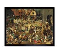Artery8 Pieter Bruegel Fight Between Carnival Lent Painting Art Print Framed Poster Wall Decor 12x16 inch