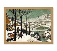 Pieter Bruegel The Elder Hunters In The Snow Winter Painting Artwork Framed Wall Art Print A4 Artery8 Light Oak One Size