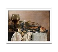 Artery8 Pieter Claesz Still Life With A Fish Realism Artwork Framed Wall Art Print 18X24 Inch