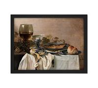 Artery8 Pieter Claesz Still Life With A Fish Realism Artwork Framed Wall Art Print 18X24 Inch