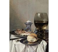Artery8 Pieter Claesz Still Life With A Salt Realism Premium Wall Art Canvas Print 18X24 Inch