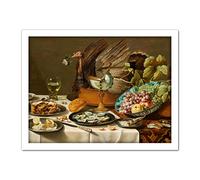 Artery8 Pieter Claesz Still Life With A Turkey Pie Realism Artwork Framed Wall Art Print 18X24 Inch