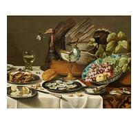 Artery8 Pieter Claesz Still Life With A Turkey Pie Realism Premium Wall Art Canvas Print 18X24 Inch