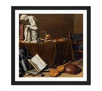 Artery8 Pieter Claesz Vanitas Still Life With The Spinario Square Wooden Framed Wall Art Print Picture 16X16 Inch