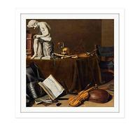 Artery8 Pieter Claesz Vanitas Still Life With The Spinario Square Wooden Framed Wall Art Print Picture 16X16 Inch
