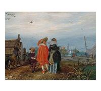 Artery8 Pietersz Van De Venne Autumn Conversation Painting Art Print Canvas Premium Wall Decor Poster Mural