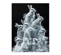 Artery8 Pile Bundle of Cute Bunnies Smoke Effect Living Room Large Wall Art Poster Print Thick Paper 18X24 Inch