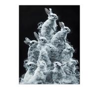 Artery8 Pile Bundle of Cute Bunnies Smoke Effect Living Room Extra Large XL Wall Art Poster Print