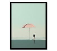 Wall Art Print Pink Beach Brolly By Amy Denver Minimalist Soft Pastel Seascape Minimalism Simple Modern Artwork Art Framed Artery8 Green A4