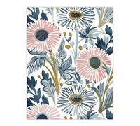 Artery8 Pink Blue Aster Wildflowers Bright Floral Design Wall Art Print | Size: W18" x H24" Artery8 Blue W18" x H24"