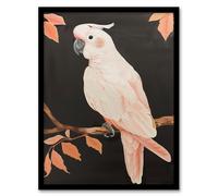 Artery8 Pink Cockatoo Parrot Bird Autumn Branch Painting Living Room Artwork Framed Wall Art Print 18X24 Inch