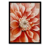 Artery8 Pink Dahlia Flower Close Up Petals Painting Wall Art Print - A4 Size