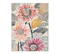 Artery8 Pink Dahlia Flowers Artwork Bright Fresh Floral Living Room Extra Large XL Wall Art Poster Print