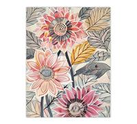 Artery8 Pink Dahlia Flowers Artwork Bright Fresh Floral Wall Art Print | Size: W12" x H16" Artery8 Multicolor W12" x H16"