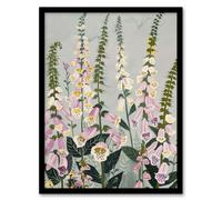 Artery8 Pink Foxglove Flowers Bloom Artwork Summer Floral Framed Art Print in Grey | Size: W12" x H16" Artery8 Grey W12" x H16"